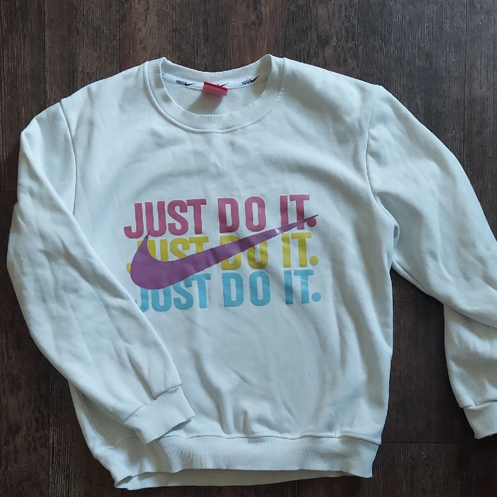 Nike White Sweatshirt with Colorful Slogan